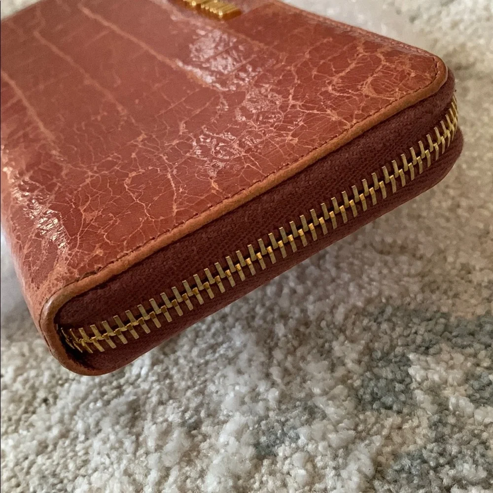 MIU MIU Croc-Embossed Leather Wallet with Gold Accent